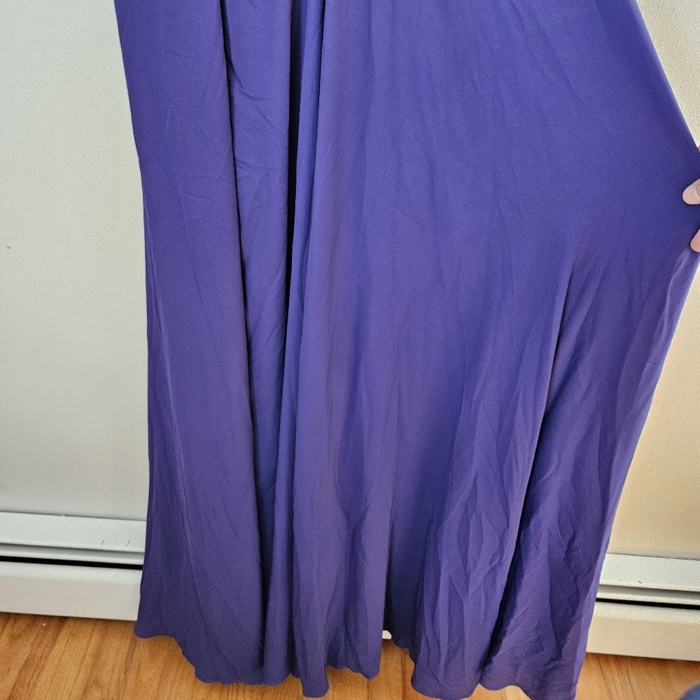 Fame and Partners Gown Purple Maxi Dress Cutouts Sleeveless Formal Slit Womens 6 - Picture 4 of 11